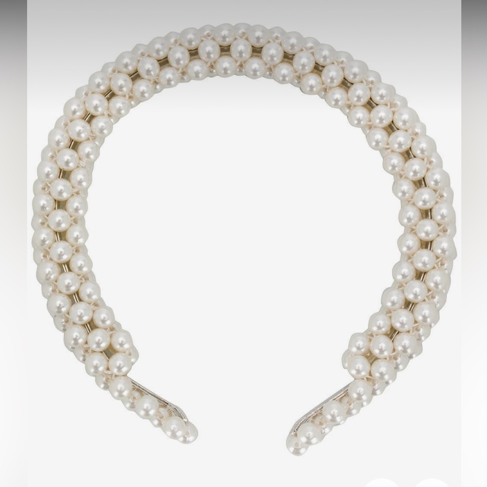 Shrimps Pearl-Embellished Headband in Ivory